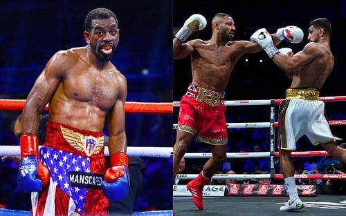 Jamel Herring (left), Kell Brook and Amir Khan (right)