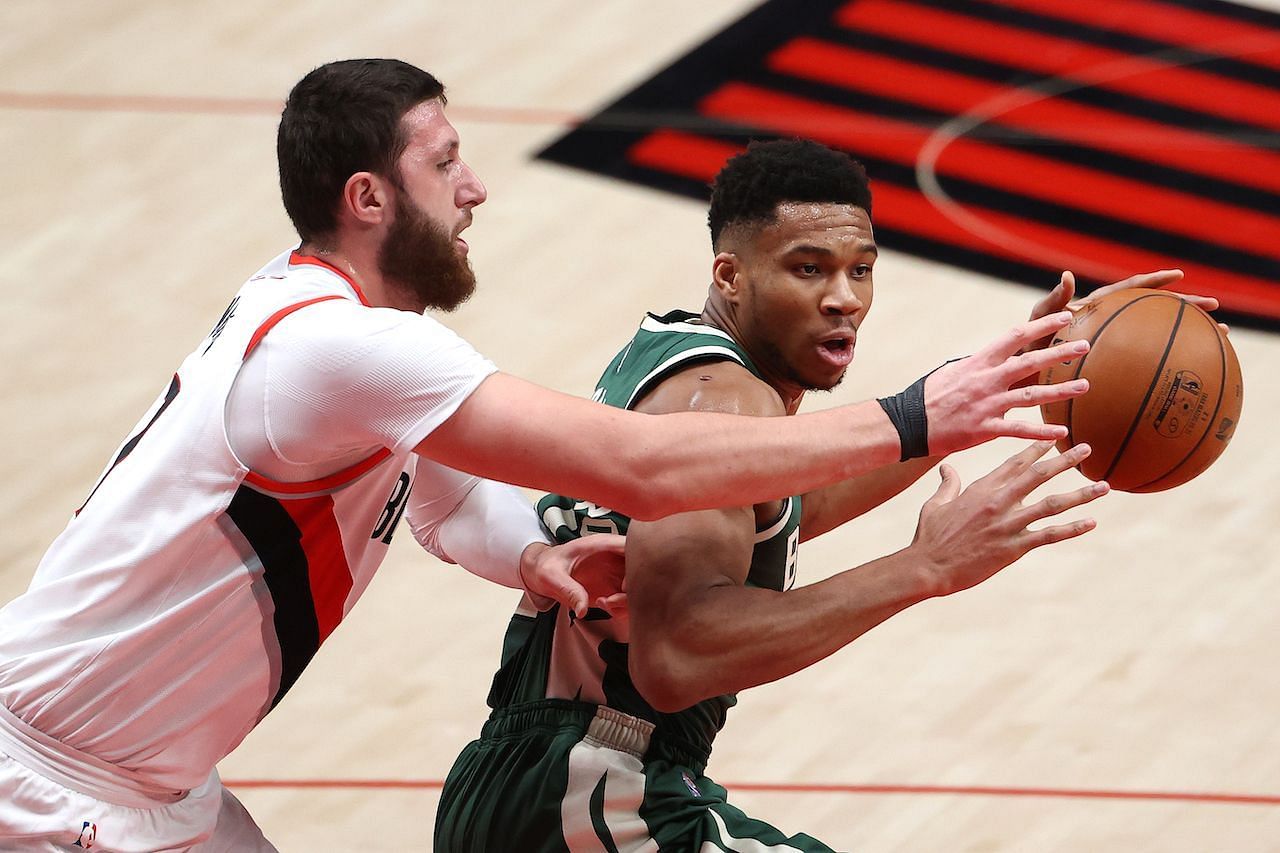 The visiting Portland Trail Blazers are hoping to even the season series against the defending champion Milwaukee Bucks. [Photo: NBC Sports]