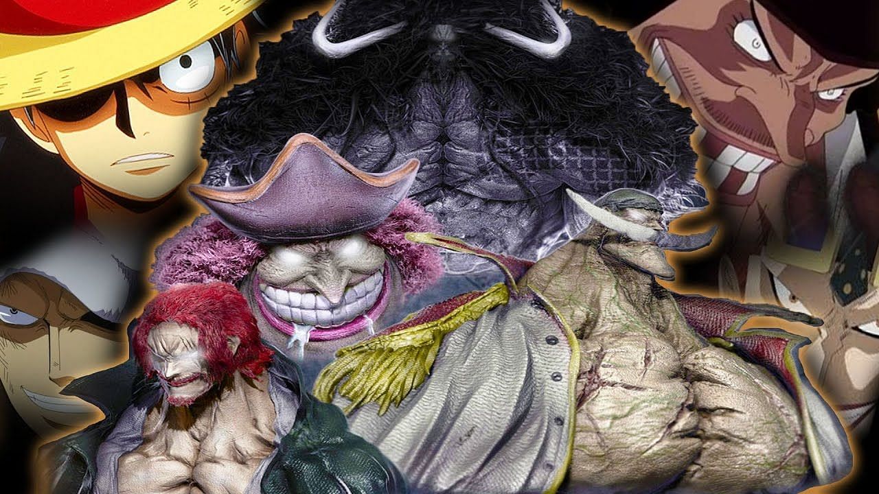 Various One Piece pirate captains in official and fan-made designs (Image via YouTube user White Wolf)