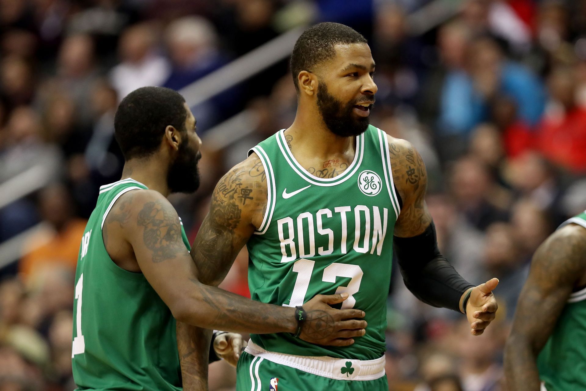 Kyrie Irving and Marcus Morris played together for the Boston Celtics back in 2018