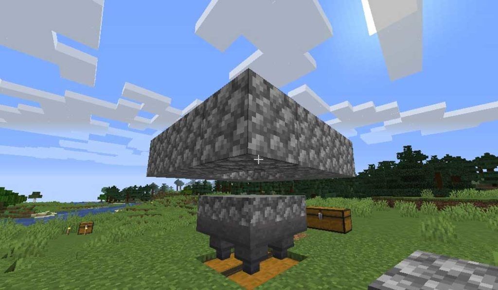 Half slabs on hoppers (Image via Minecraft)