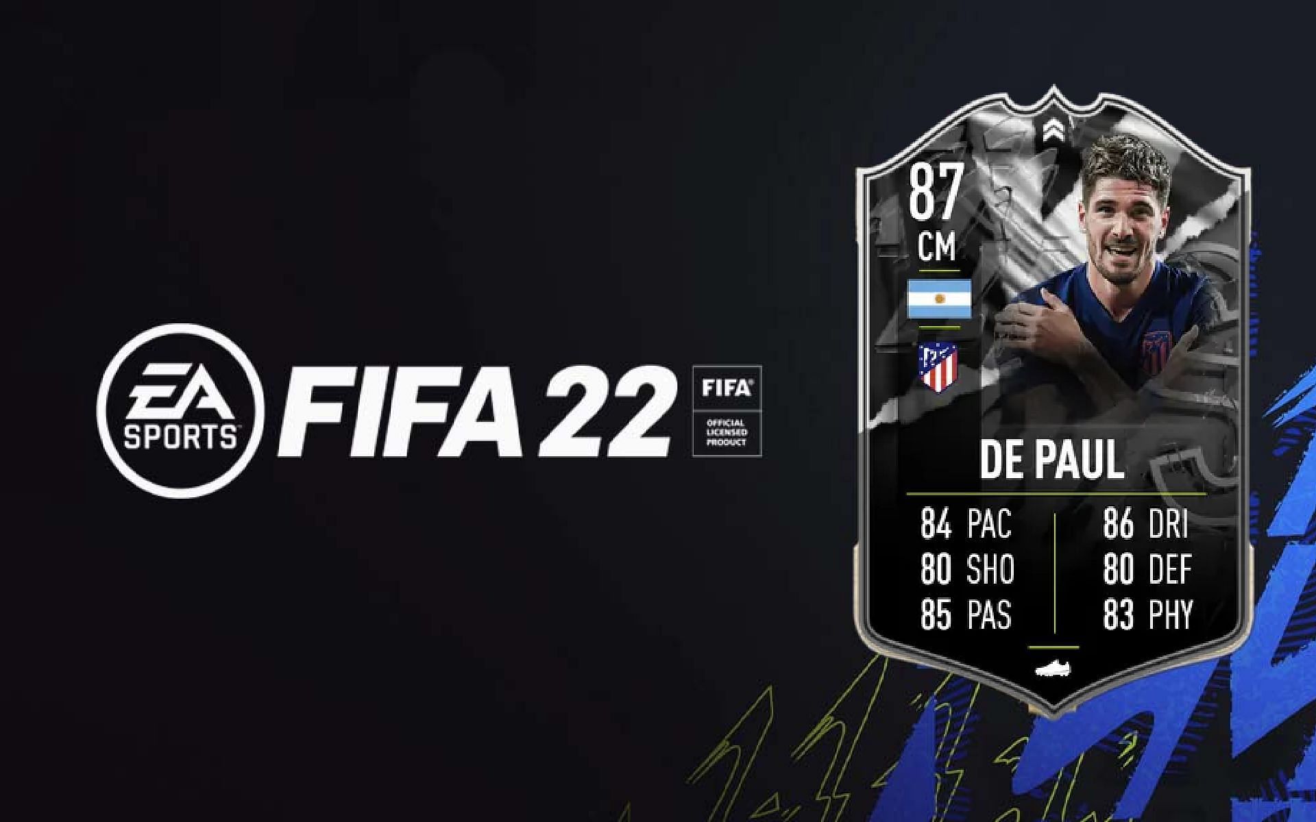 Rodrigo De Paul Showdown card in FIFA 22 Ultimate Team (Image via Sportskeeda)