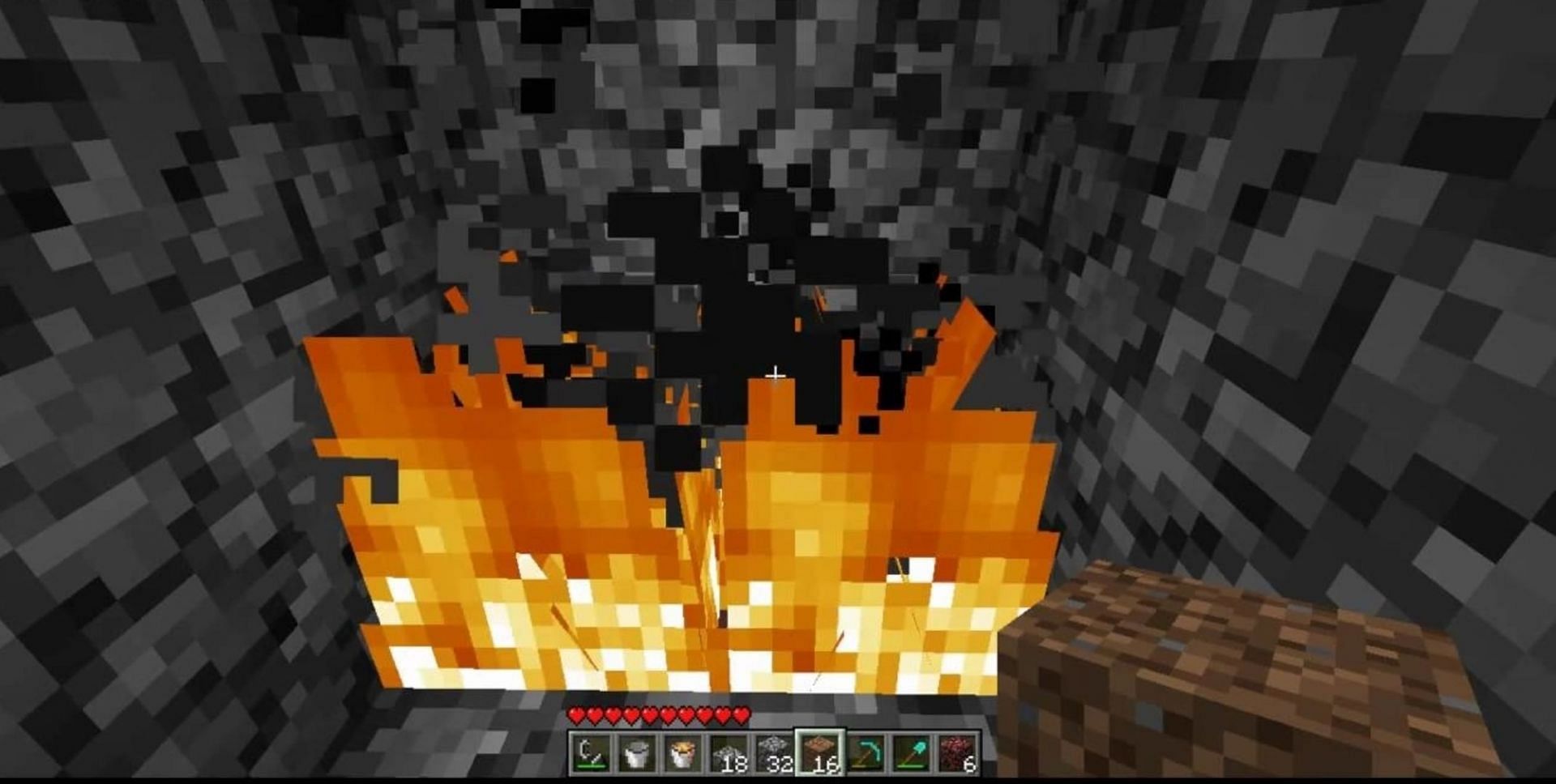 Fire can destroy most items that aren&#039;t resistant to it (Image via Mojang)