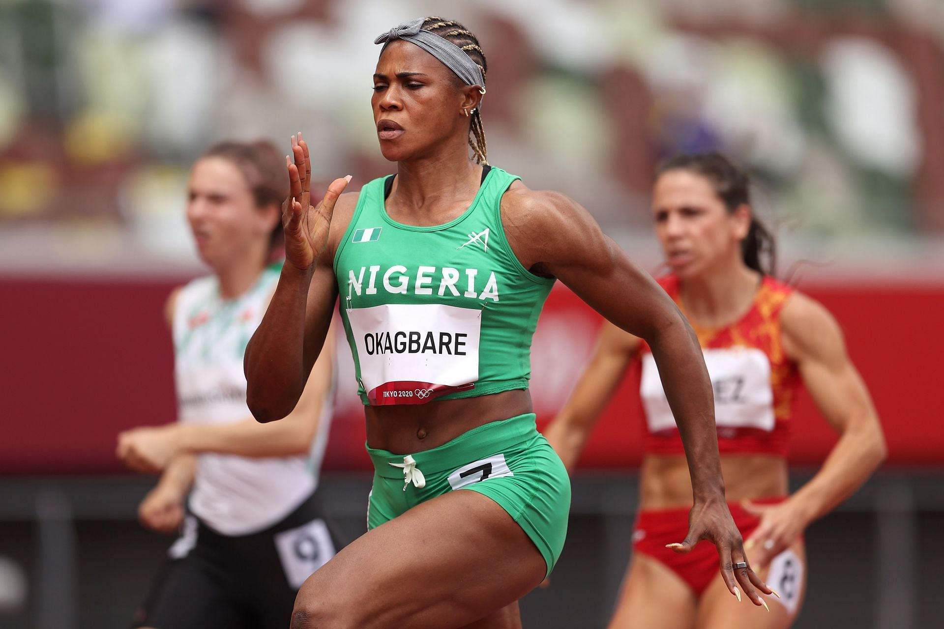 Blessing Okagbare in action at Tokyo Olympics