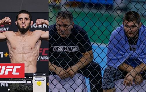 Islam Makhachev (left), Javier Mendez (center) & Khabib Nurmagomedov (right) [Image Credits- @khabib_nurmagomedov on Instagram]