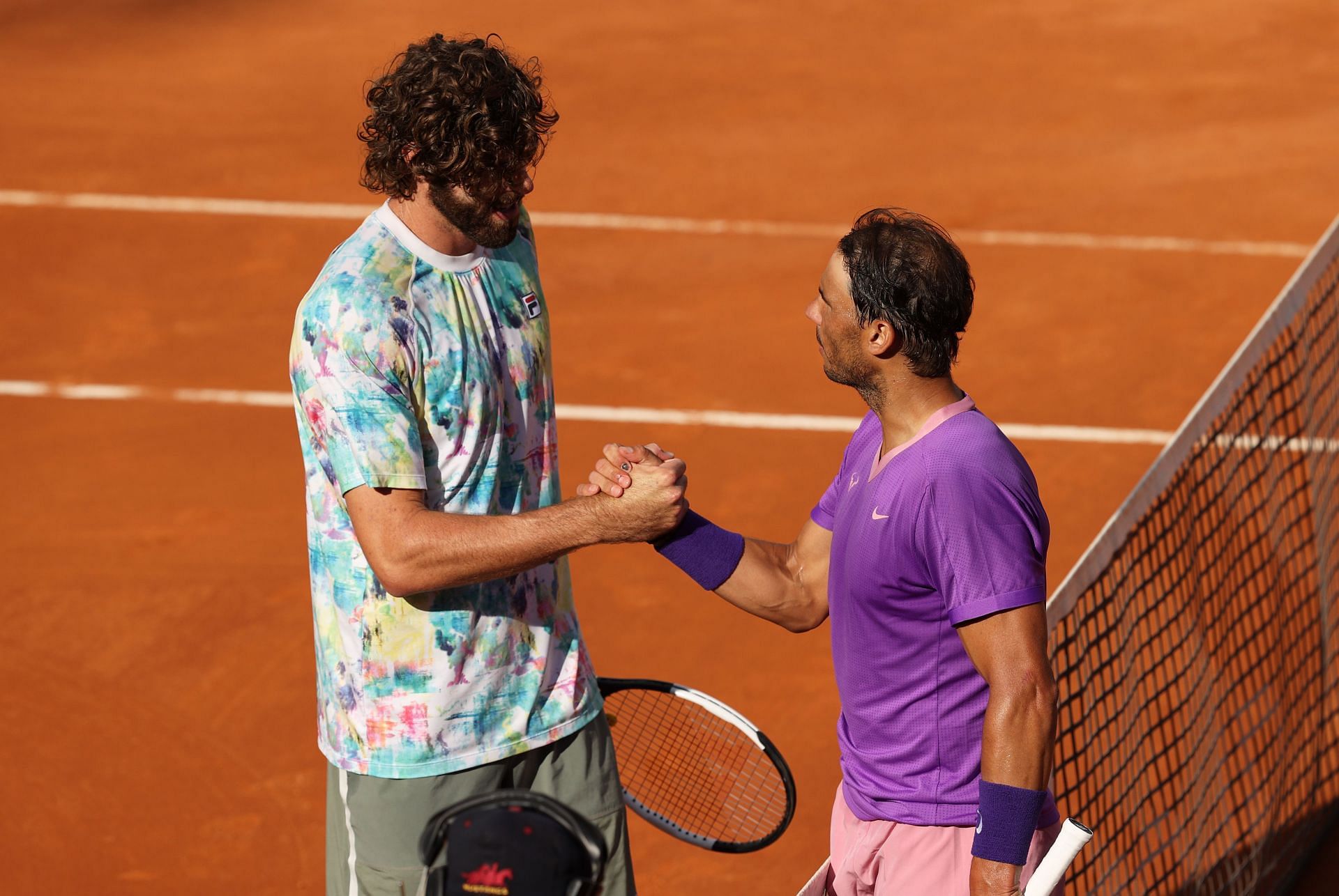 Reilly Opelka with Rafael Nadal at the Italian Open 2021