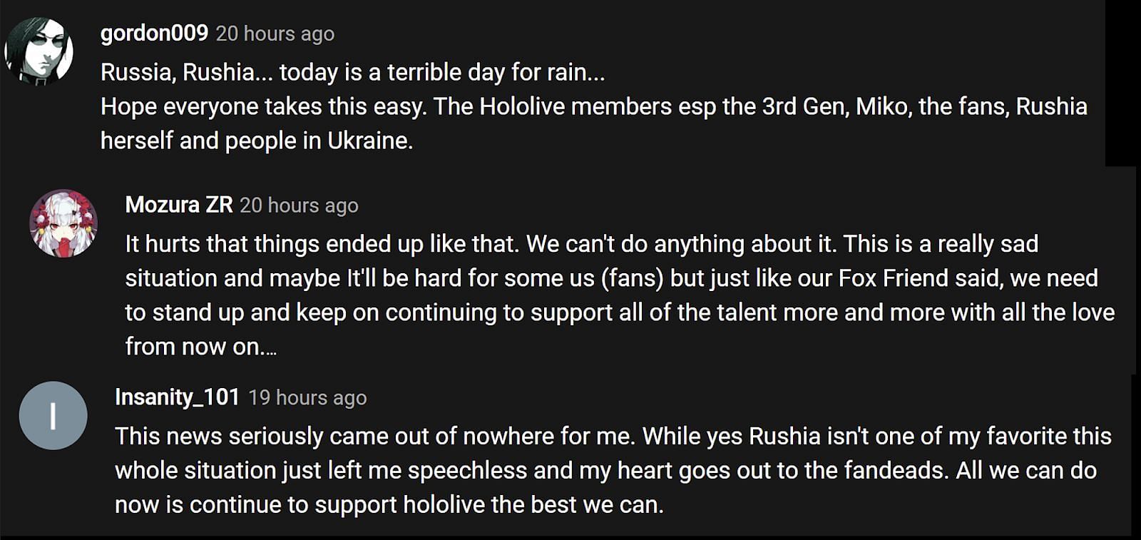 A number of people heartbroken by the sudden departutre of the VTuber (Image via YouTube/Sushi [Hololive and Vtubers])