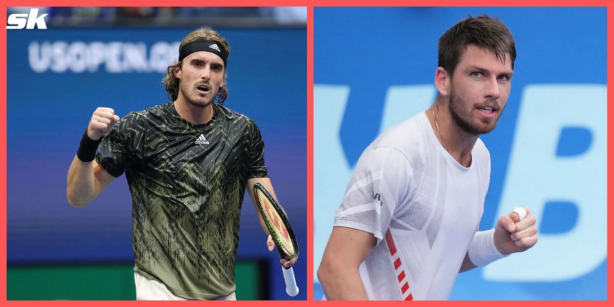 Stefanos Tsitsipas (L) and Cameron Norrie.