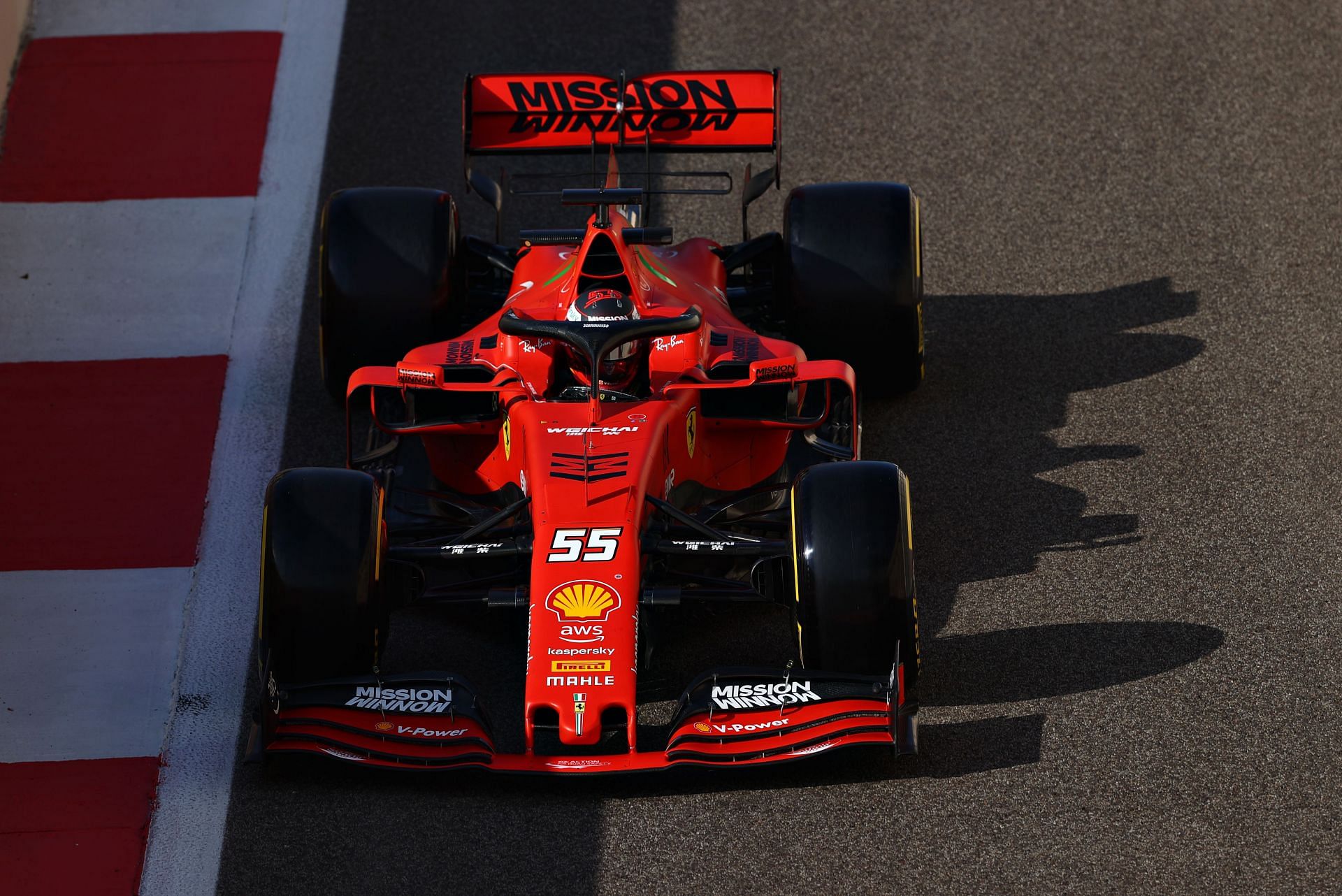 Carlos Sainz (#55) drives for Scuderia Ferrari at F1 testing in Abu Dhabi