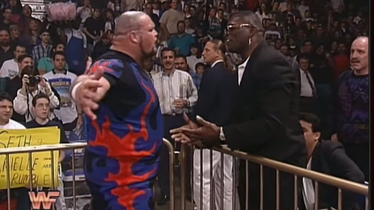 WWE Superstar Bam Bam Bigelow and Giants LB Lawrence Taylor