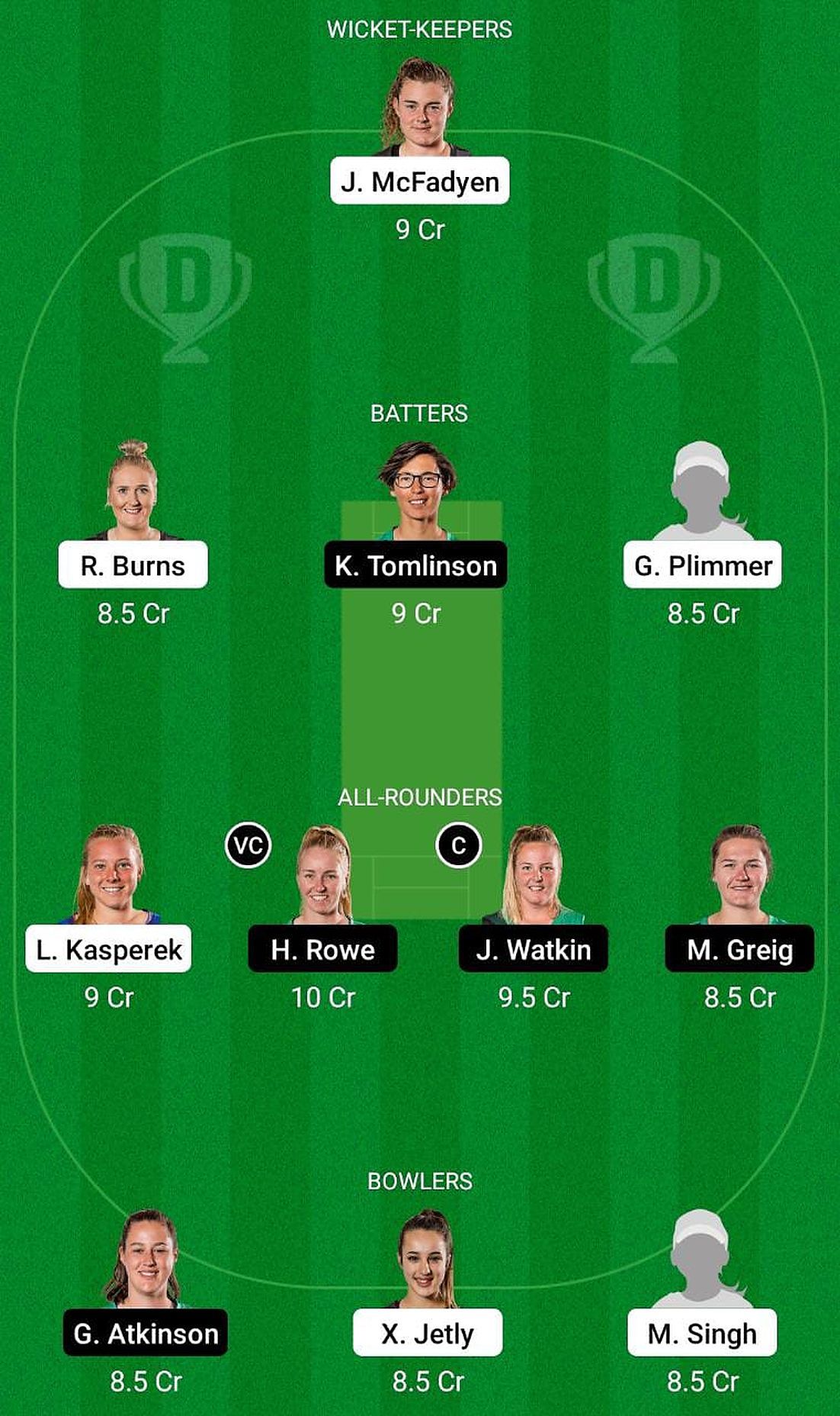 WB-W vs CH-W Fantasy Suggestion Team 1