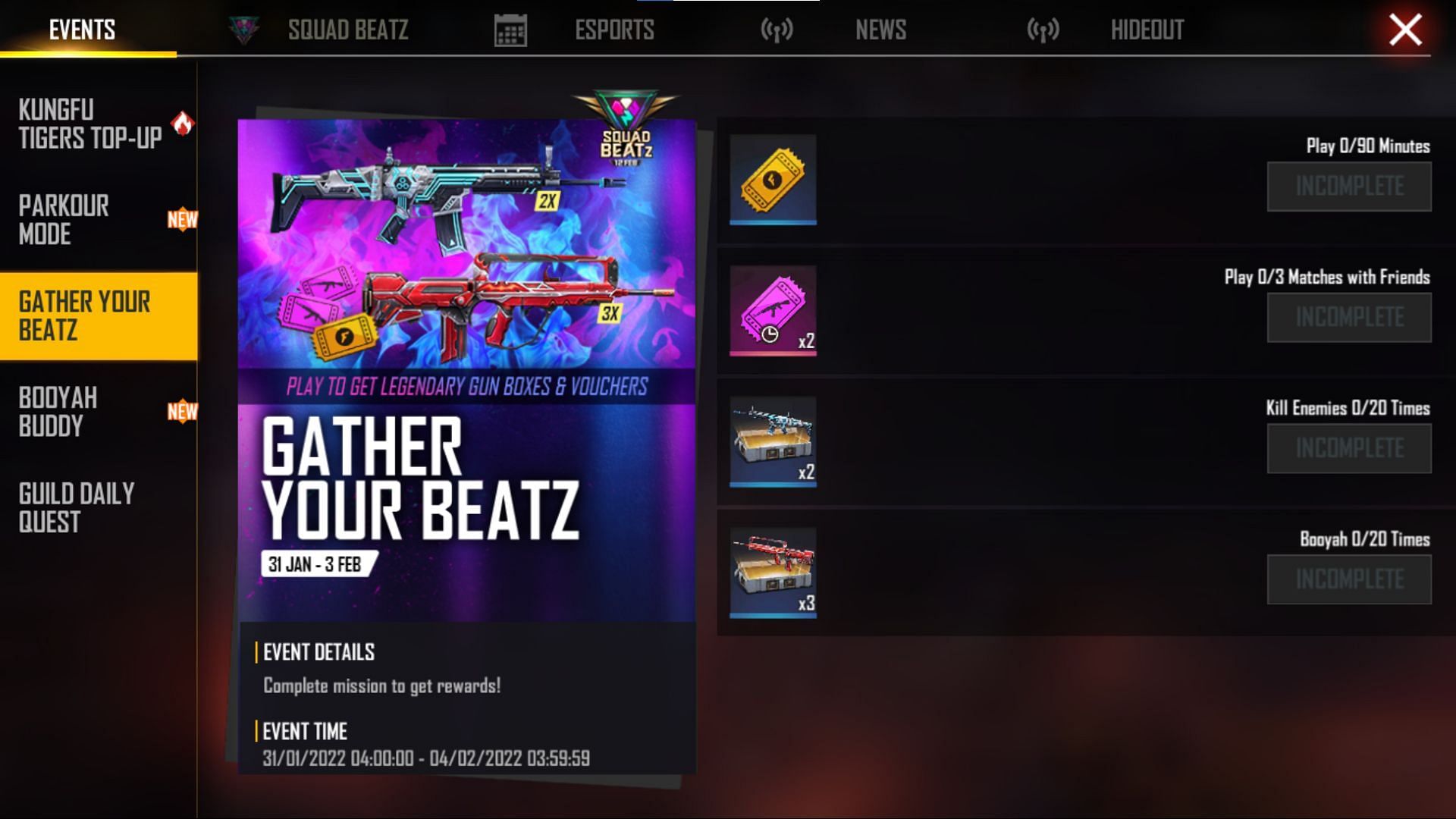Gather Your Beatz event provides several rewards for free (Image via Garena)