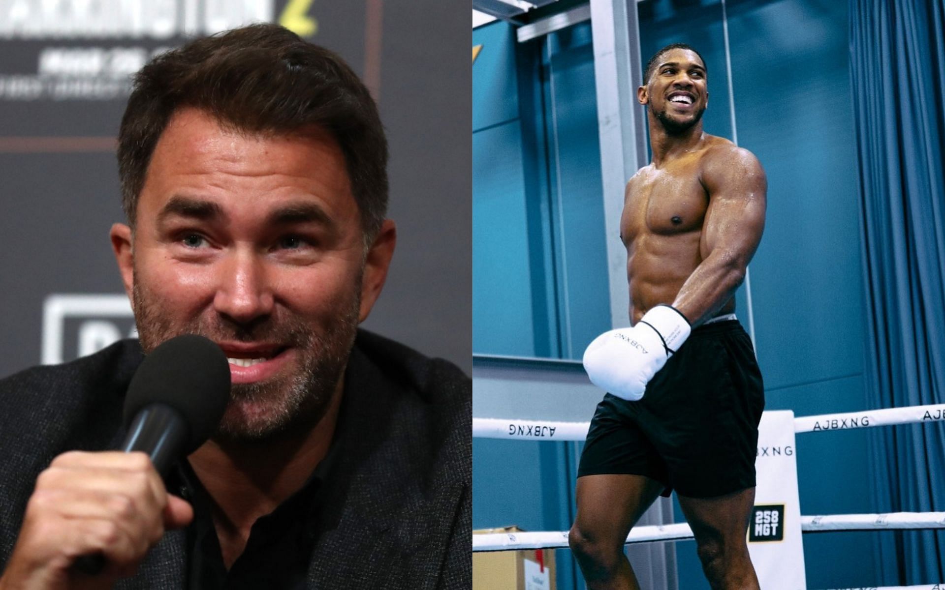 Eddie Hearn (left) and Anthony Joshua (right)