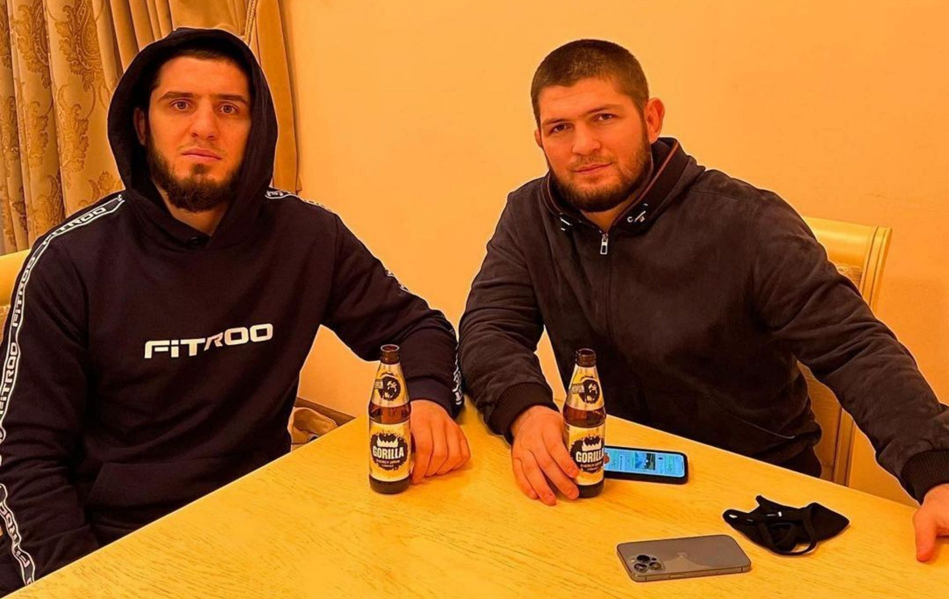 Islam Makhachev (left) &amp; Khabib Nurmagomedov (right) [Image Credits- @islam_makhachev on Instagram]
