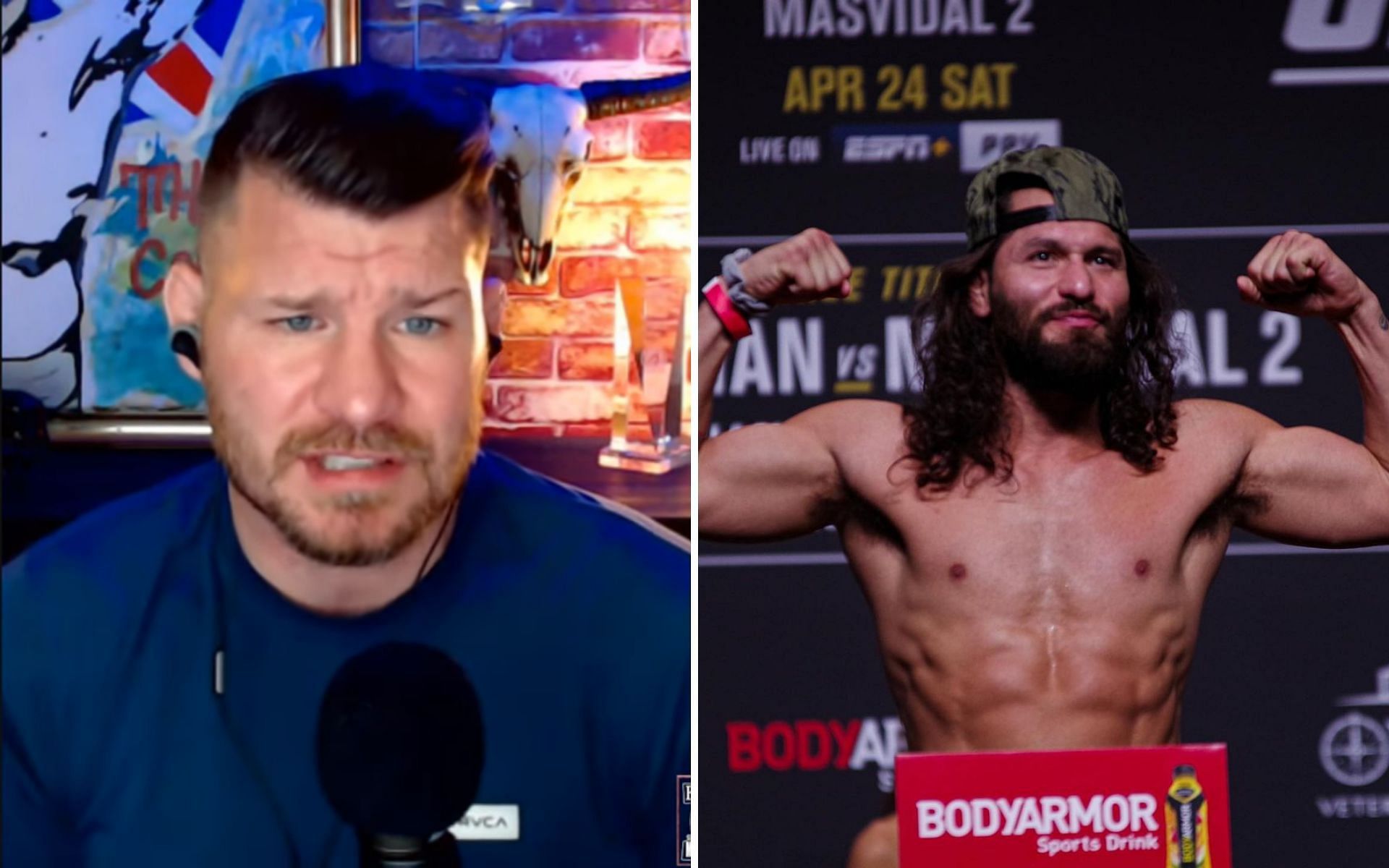 Michael Bisping(left) via YouTube/ Michael Bisping Podcast; Jorge Masvidal(right)