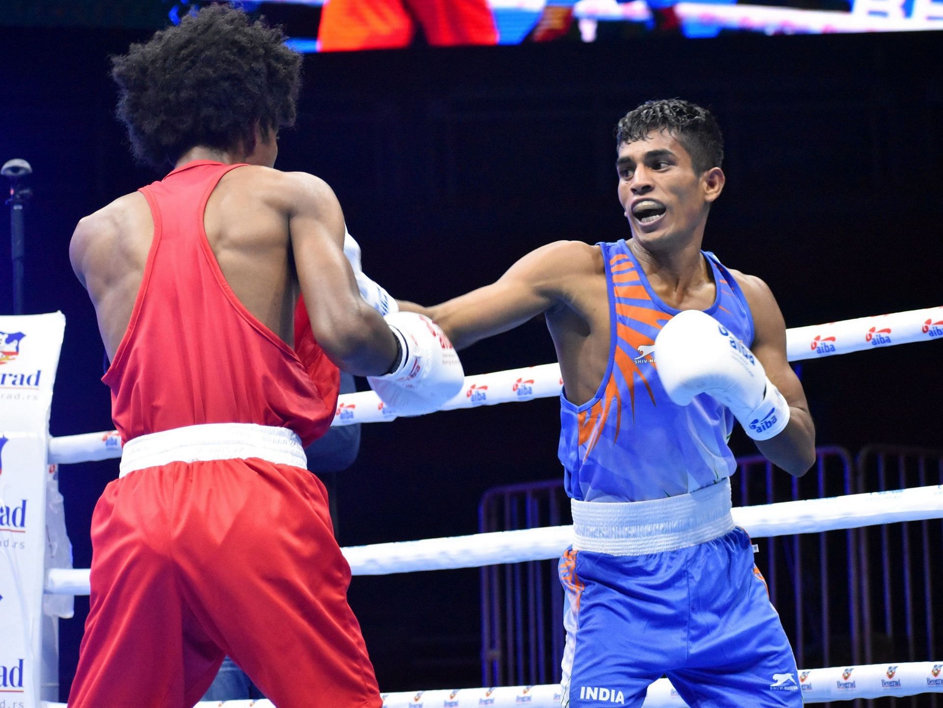 India&#039;s Govind Sahani (Blue) in action during an international tournament. File picture. Credit BFI