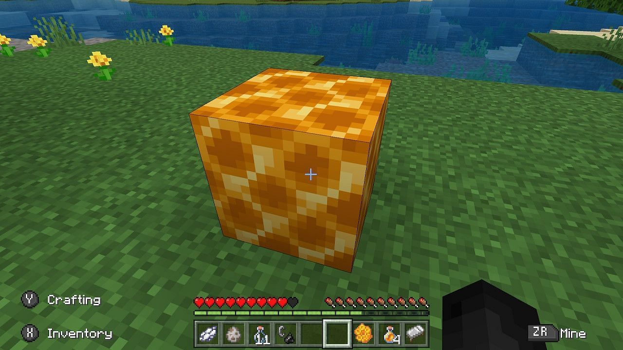 Honeycomb blocks make great decorations for player builds (Image via Minecraft)