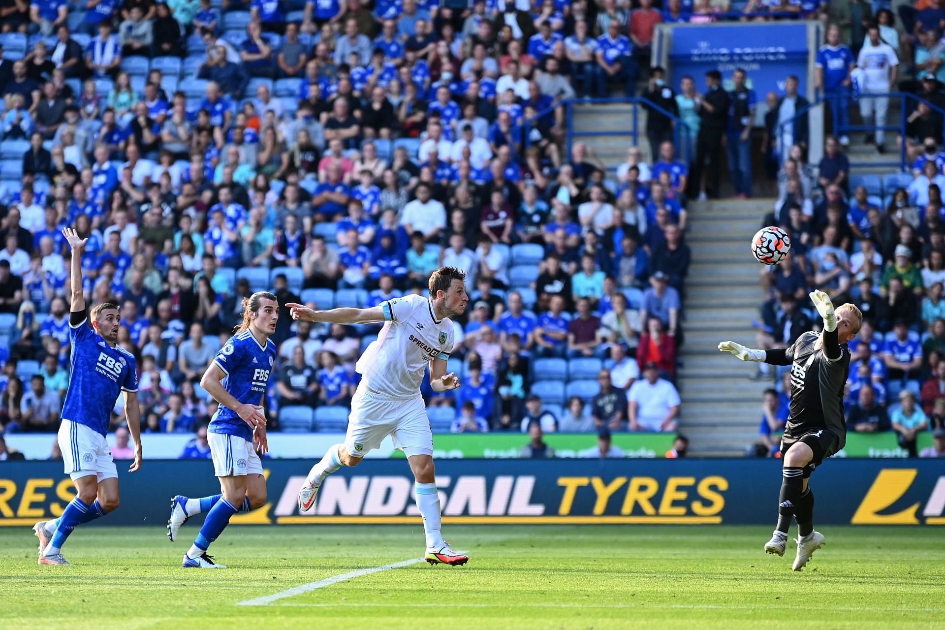 Chris Wood (then of Burnley) scores a goal against Leicester City which is later disallowed for offside