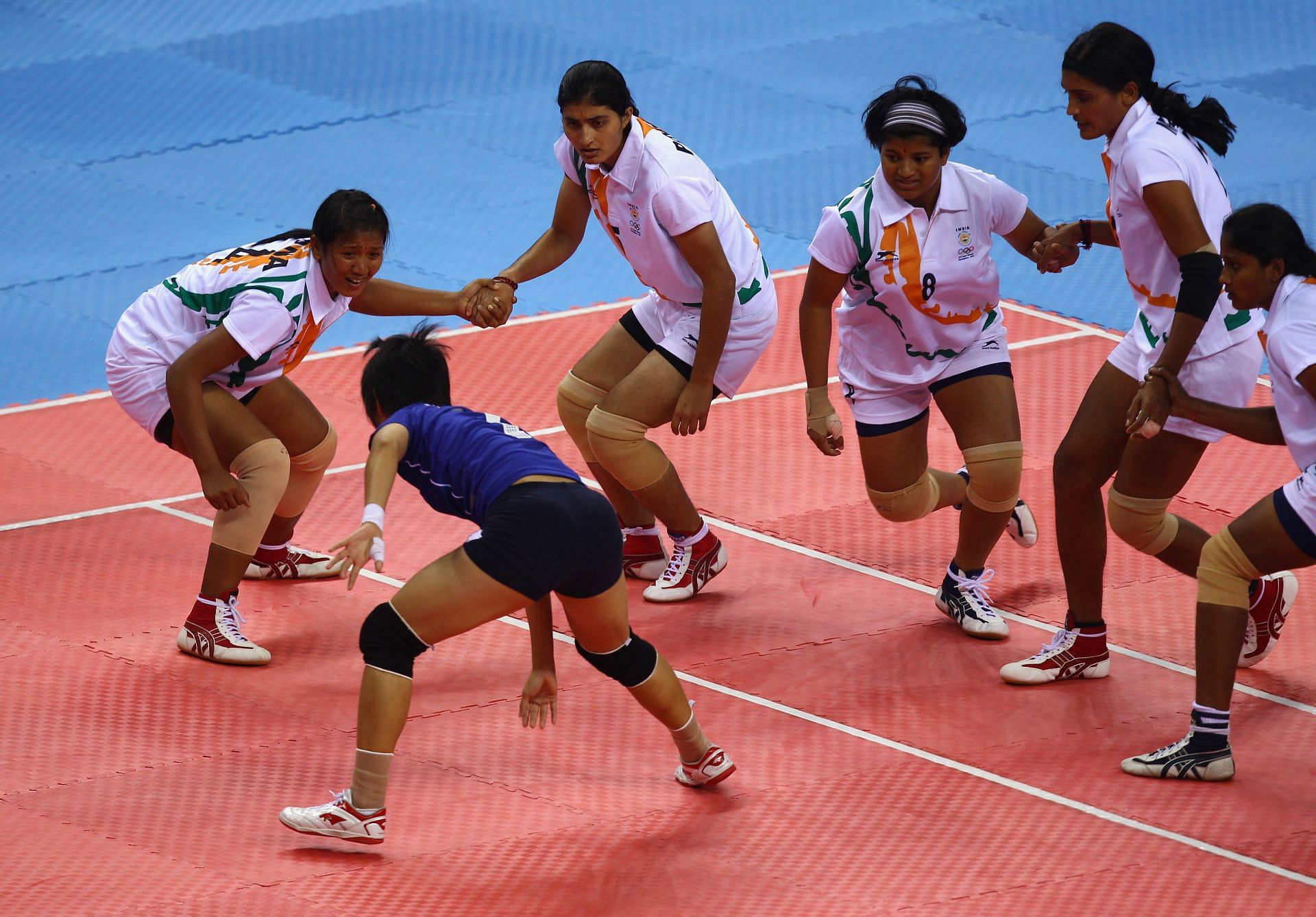 16th Asian Games - Day 14: Girls in action during Kabaddi match
