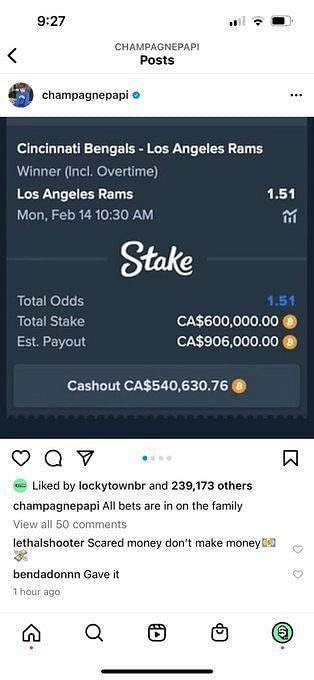 Drake bets big money on LA Rams and Odell Beckham Jr. ahead of Super Bowl  LVI