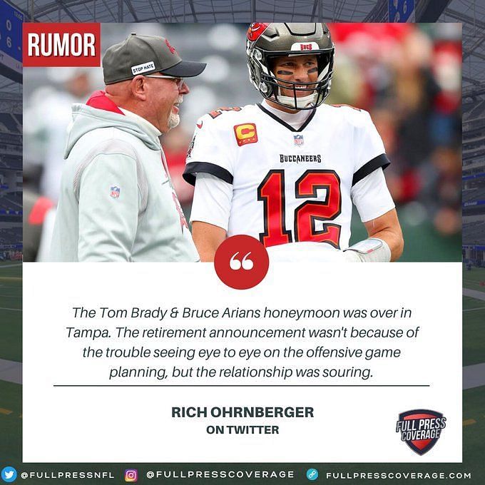 Rich Ohrnberger says Tom Brady-Bruce Arians relationship soured