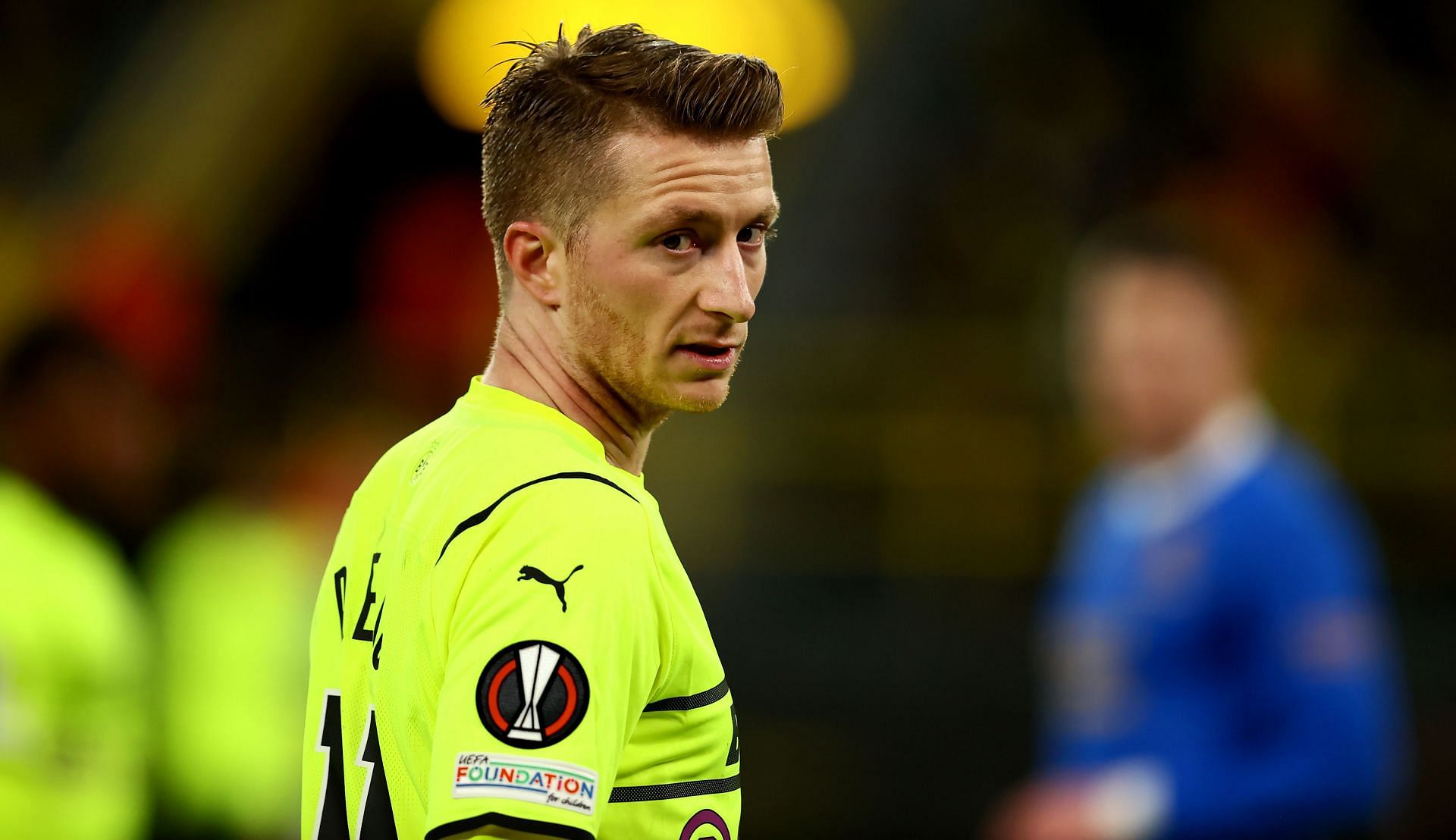 Marco Reus in action for Borussia Dortmund in a Europa League fixture.