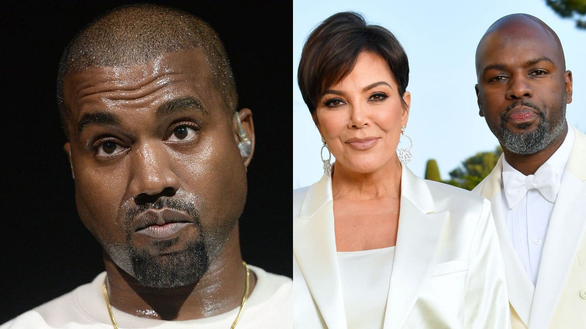 Kanye West recently took a dig on Kris Jenner&#039;s boyfriend Corey Gamble on social media (Image via Scott Dudelson/Getty Images and Pascal Le Segretain/Getty Images)