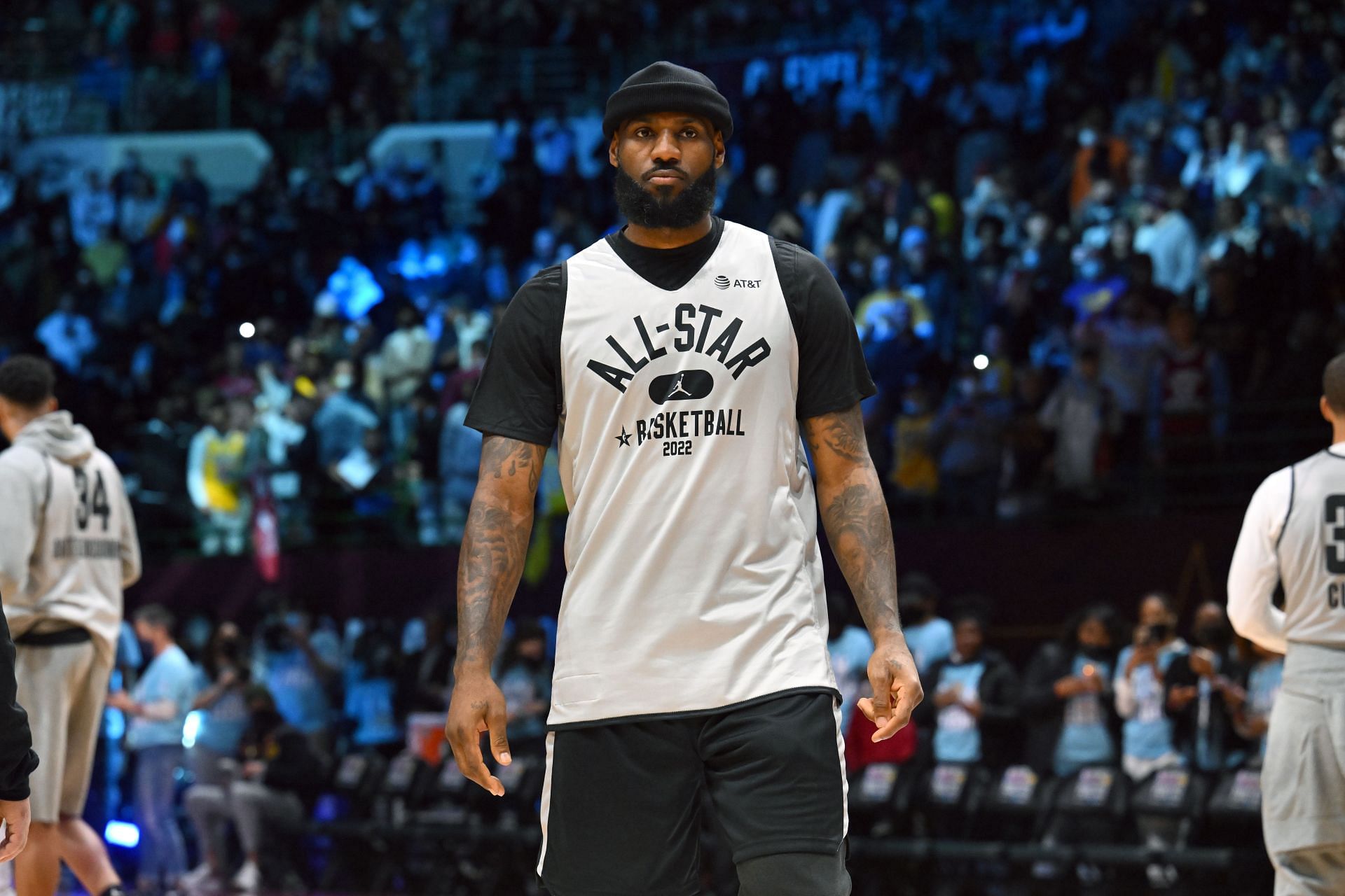 LeBron James at the 2022 NBA All-Star Practice