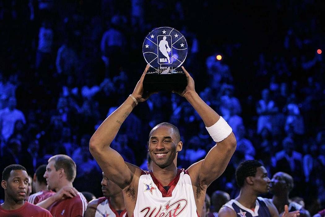 Kobe Bryant celebrates during the 2007 NBA All-Star Game [Source: Las Vegas Review-Journal]