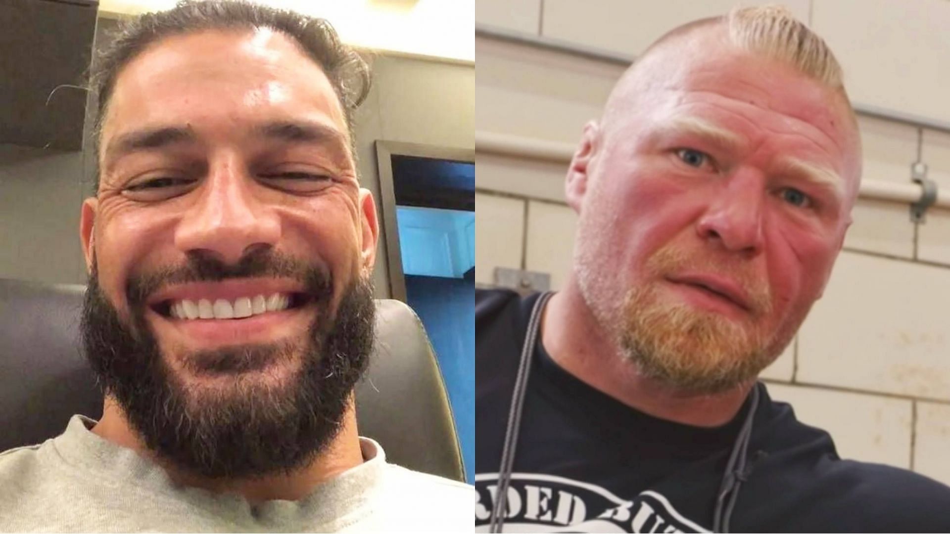 Roman Reigns (left) and Brock Lesnar (right)