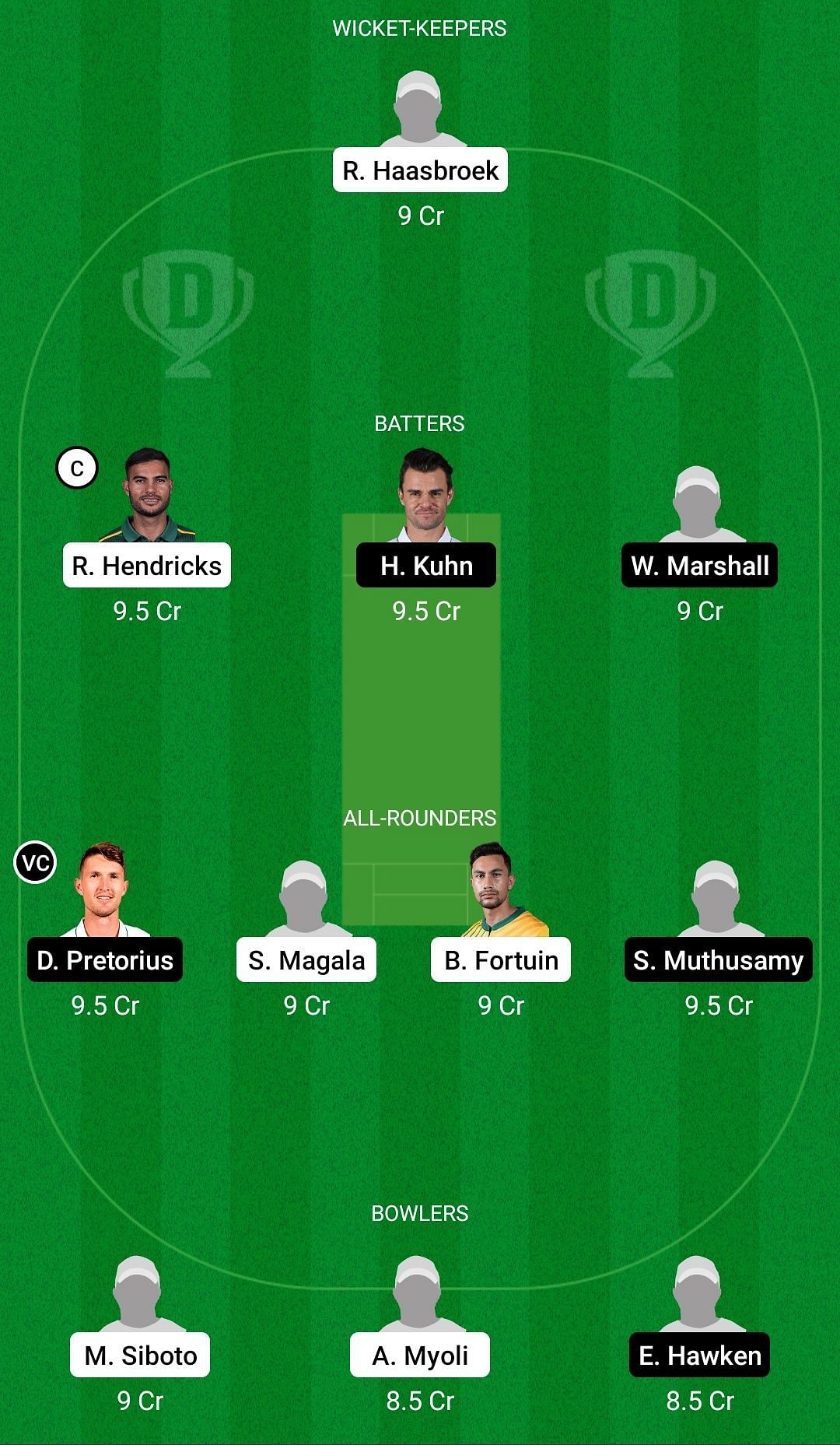 Dream11 Team for Lions vs North West - CSA T20 Challenge 2022.