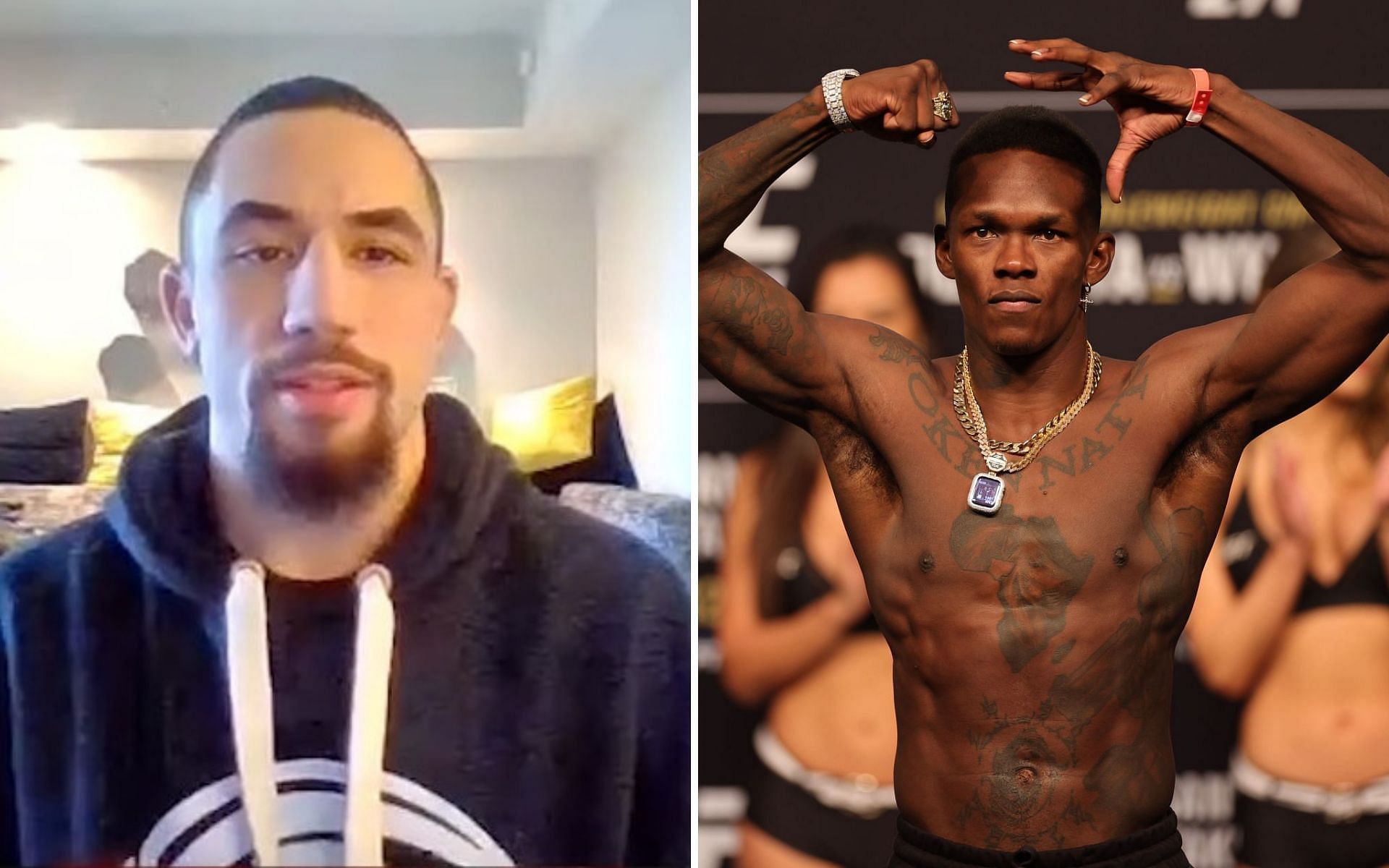 Robert Whittaker(left) via YouTube/ Ultimate Fighting Championship; Israel Adesanya(right)