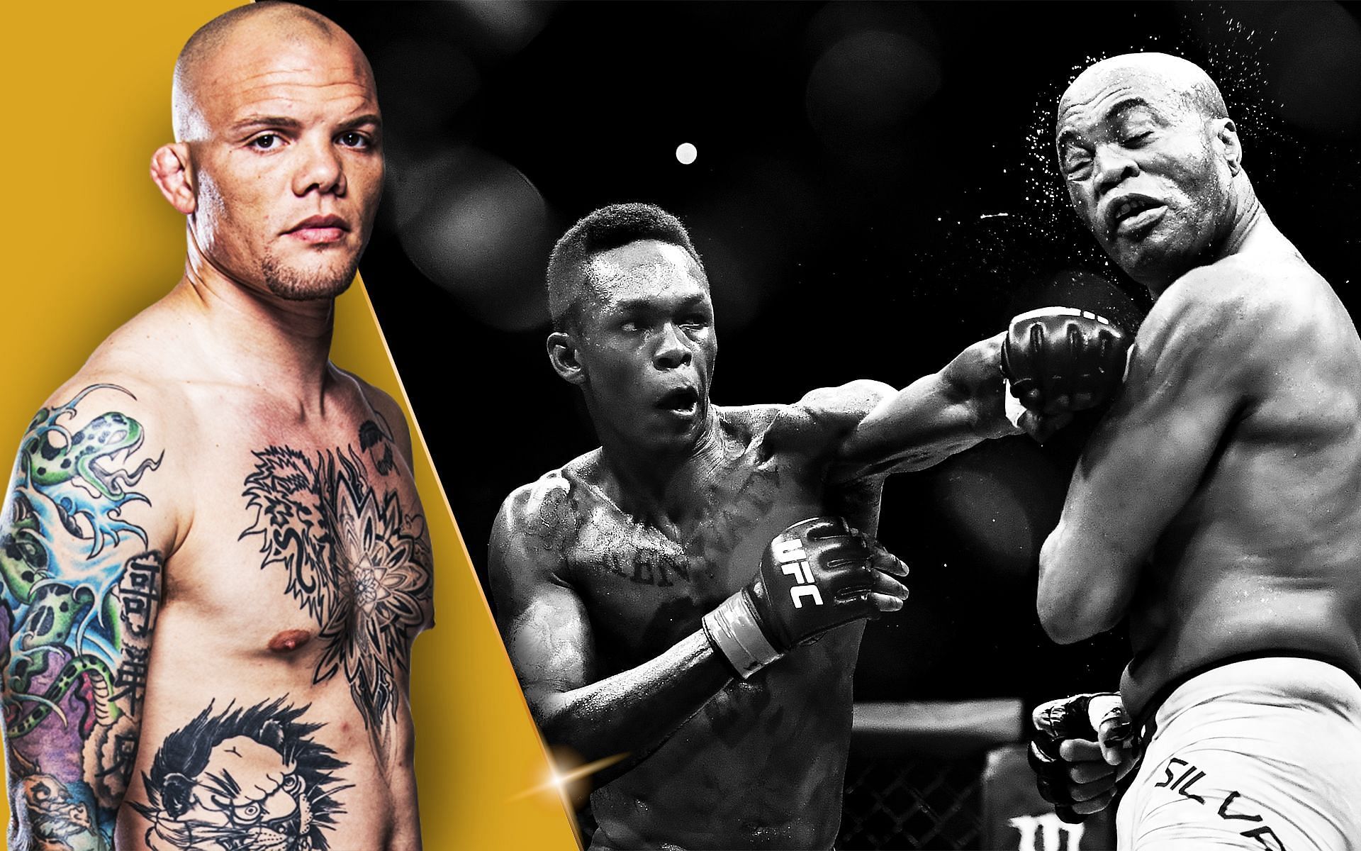 Anthony Smith (left, Image Courtesy: ufc.com), Israel Adesanya and Anderson Silva (right, Image Courtesy: Getty)