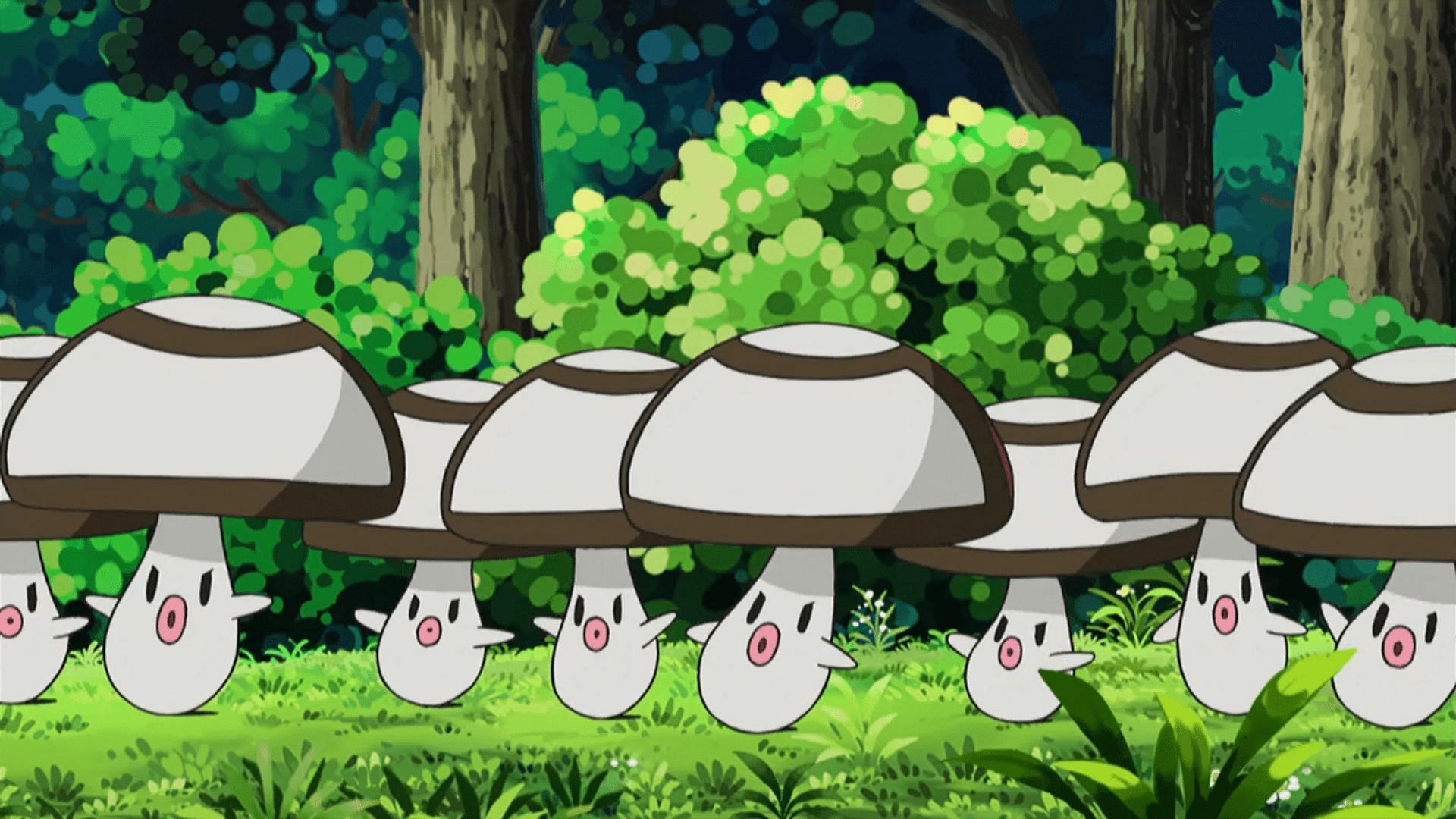 A Crew of Foongus as they appear in the anime (Image via The Pokemon Company)