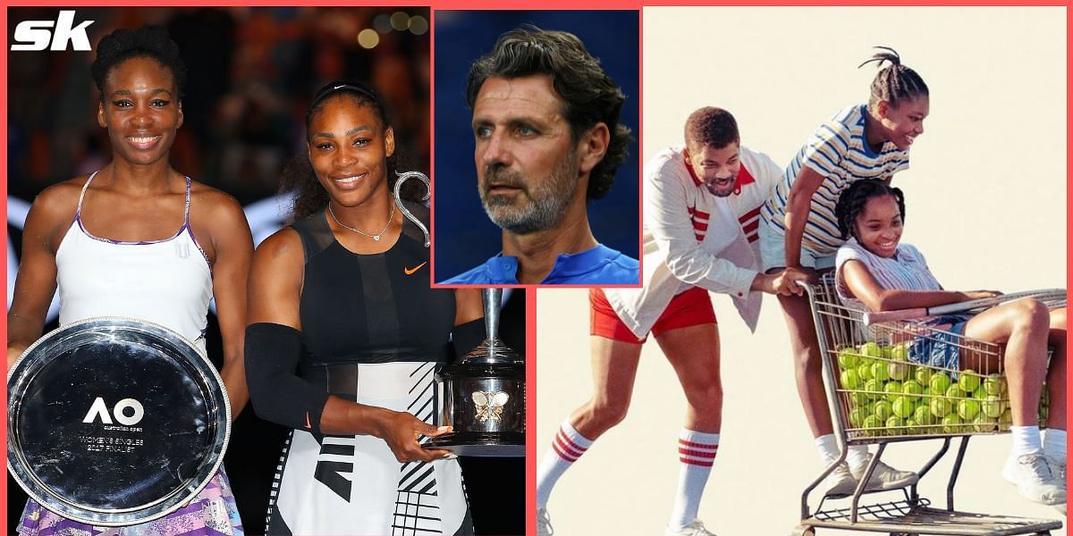 The Williams sisters (L) and Patrick Mouratoglou (middle).