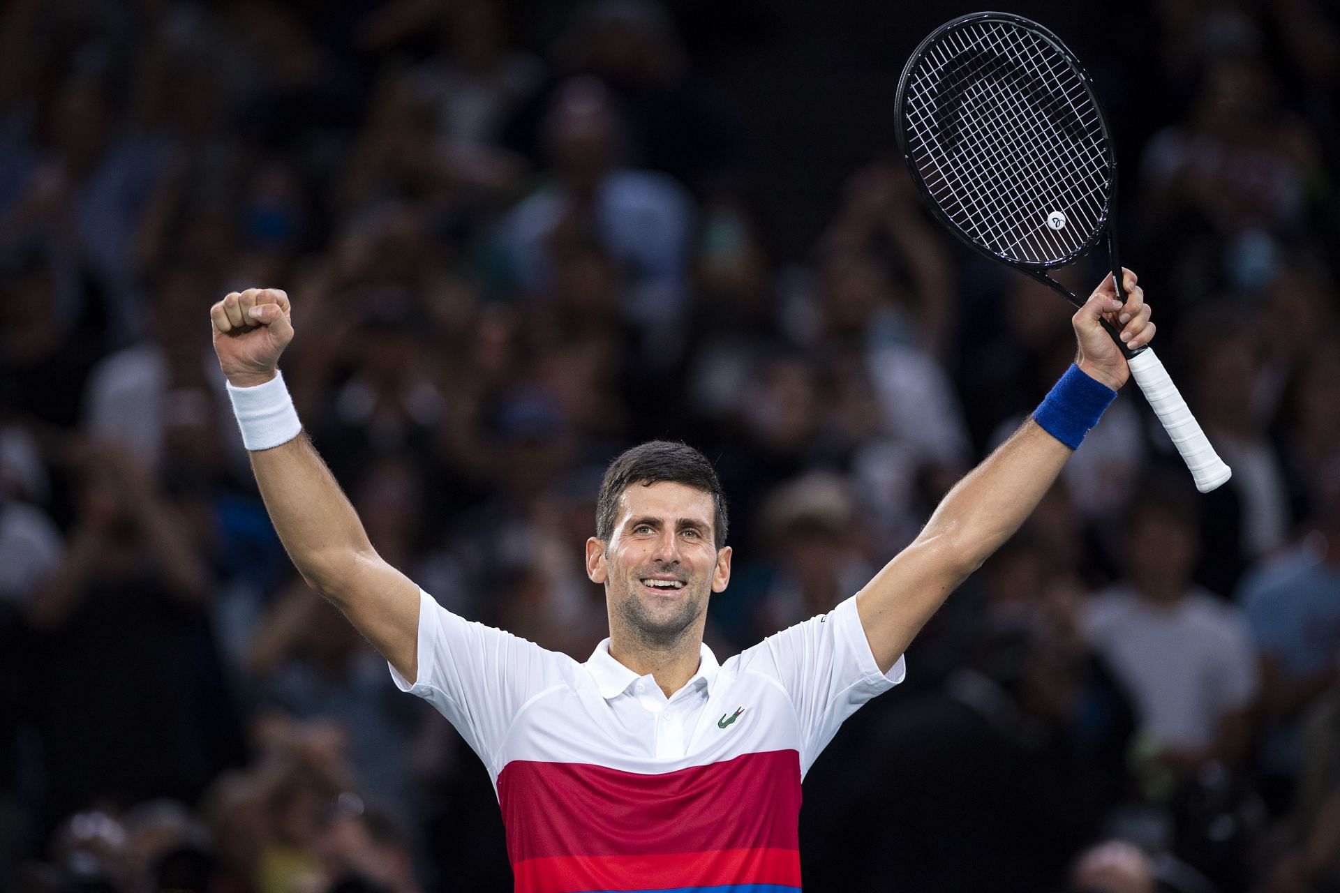 Novak Djokovic at the 2021 Rolex Paris Masters.