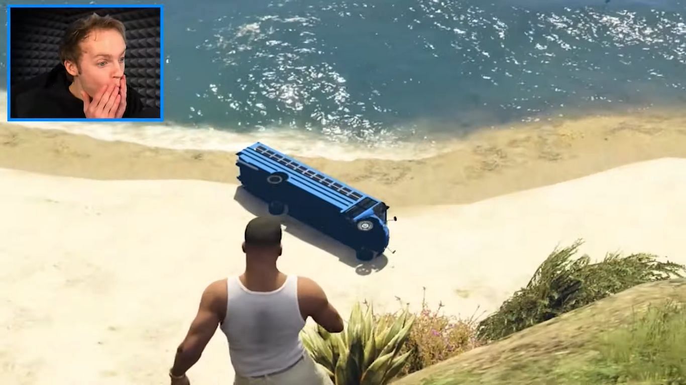 The Battle Bus is a lucky find in GTA 5 (Image via YouTube @Nought)