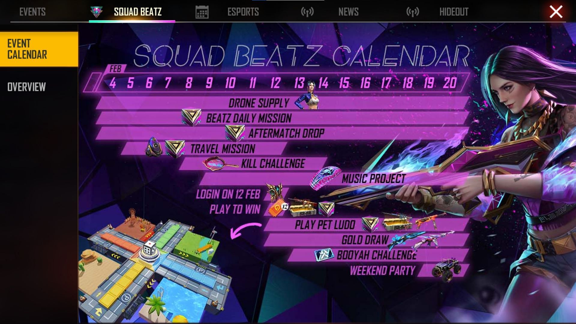 These are the dates of the Squad Beatz events that will start soon (Image via Garena)