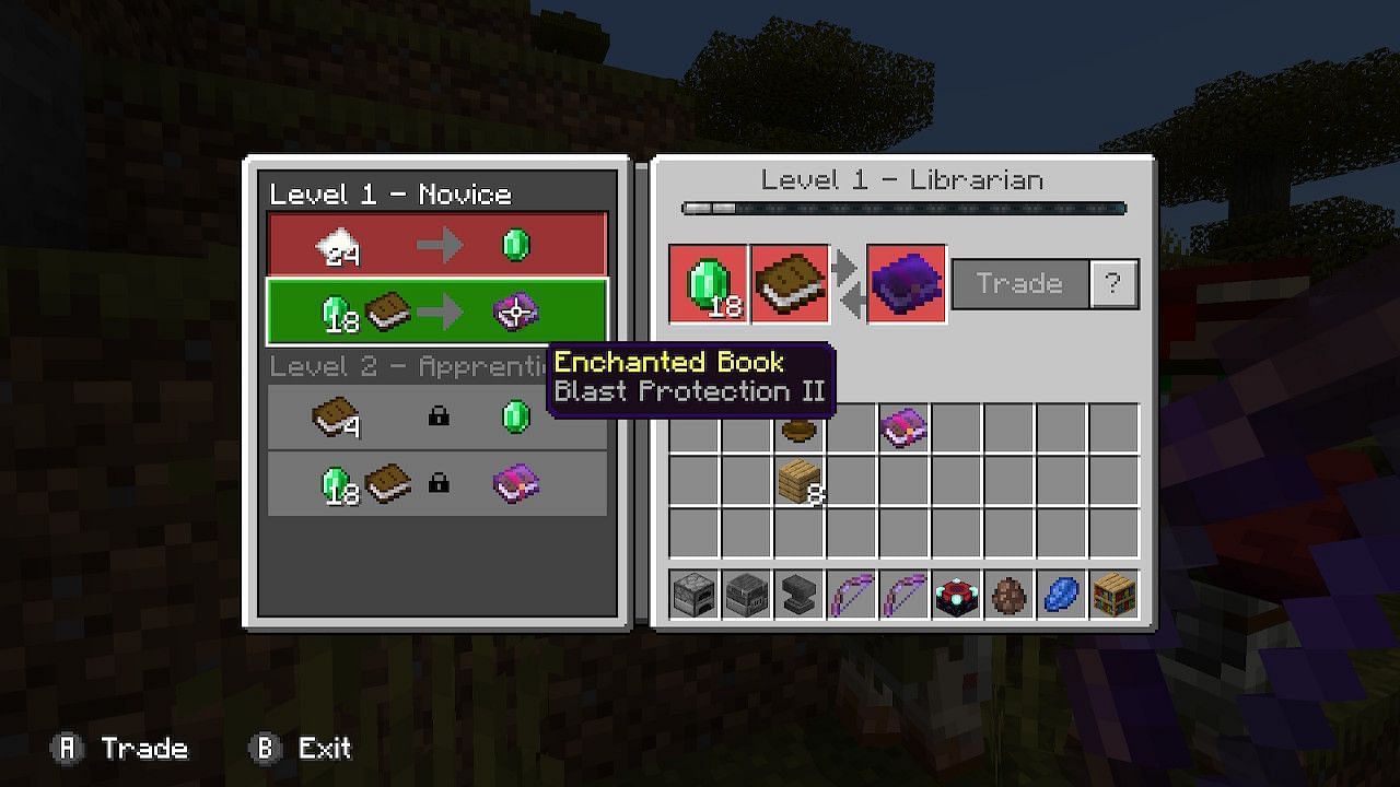 A Librarian can sell enchanted books to the player in exchange for emeralds (Image via Minecraft)