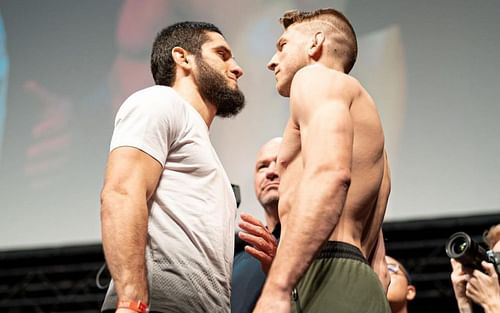 Dan Hooker and Islam Makhachev face off [Photo via @ufc on Instagram]