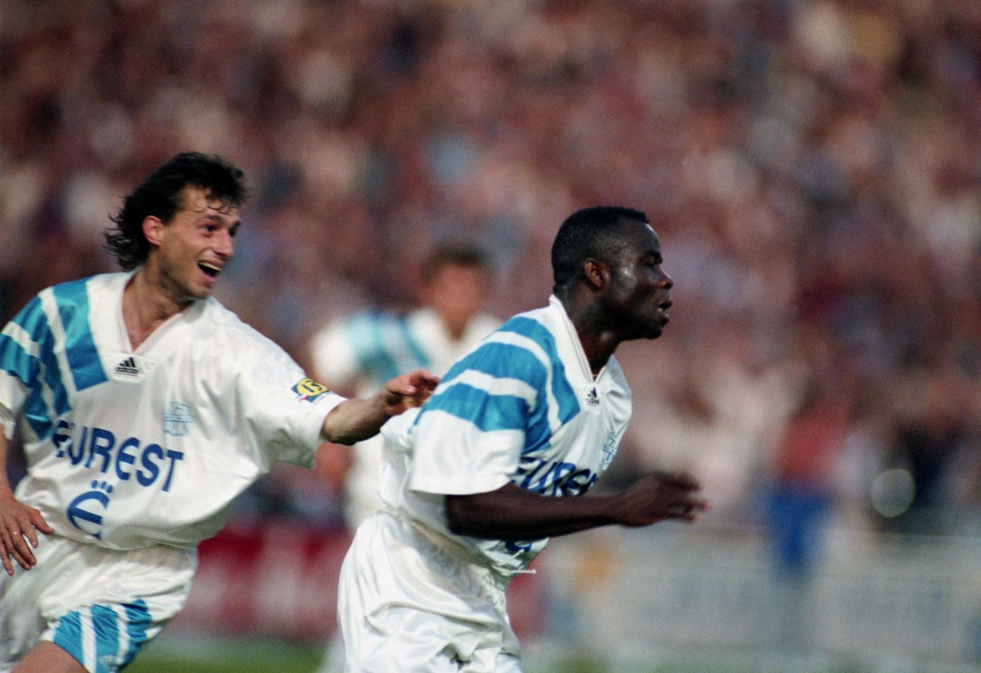 Basile Boli scored some crucial headers for Olympique Marseille.
