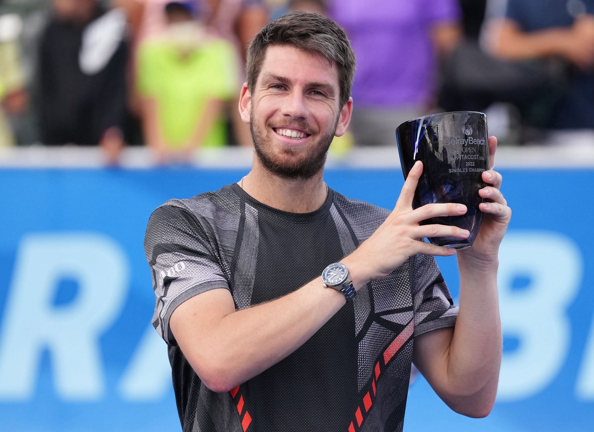 Cameron Norrie with the Delray Beach Open trophy