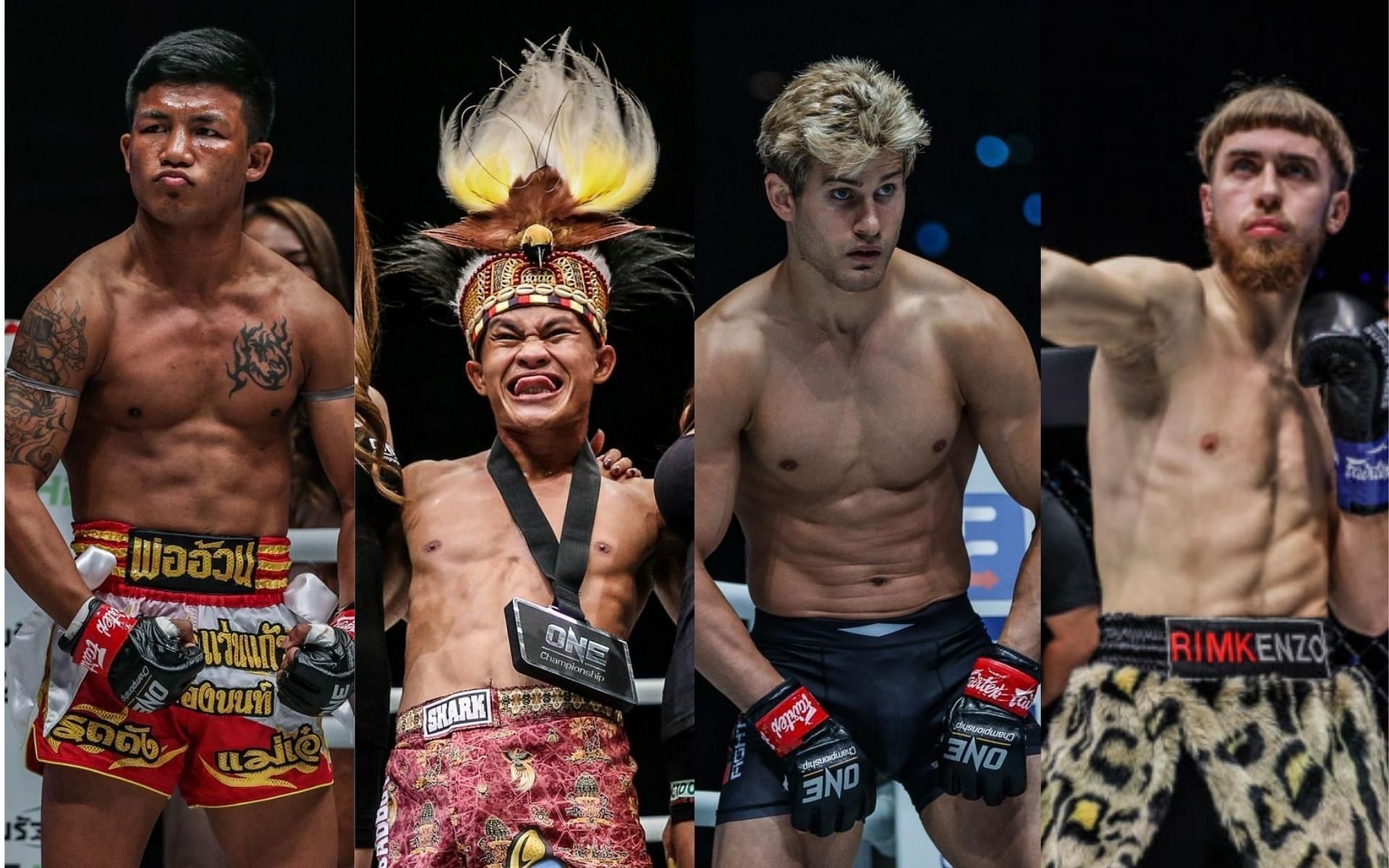 (From left to right) Rodtang Jitmuangnon, Adrian Mattheis, Sage Northcutt, and Dovydas Rimkus are some of the weirdest fighters in ONE Championship. (Images courtesy of ONE Championship)