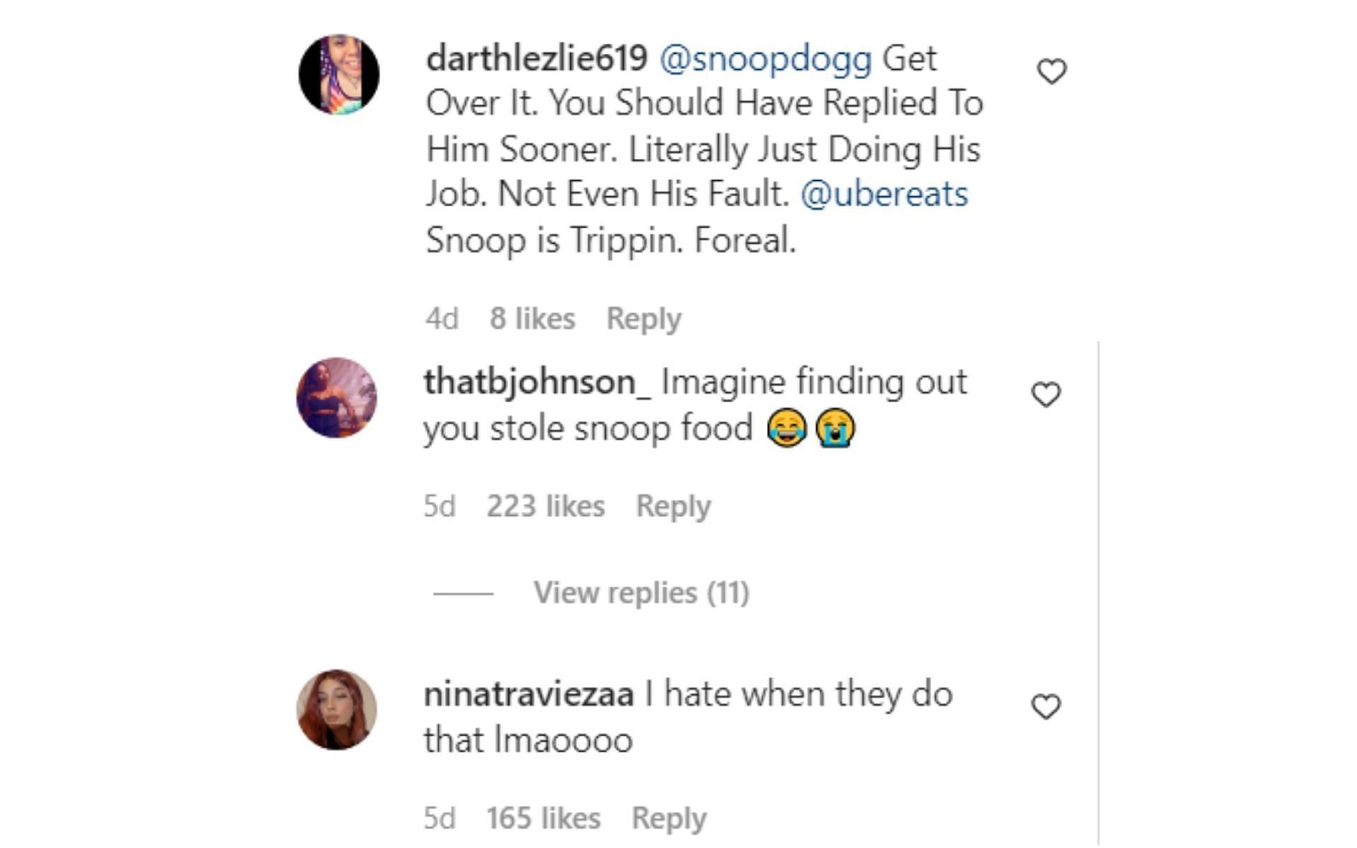 Comments on the video posted by the rapper 2/2 (Image via Instagram/@snoopdogg)
