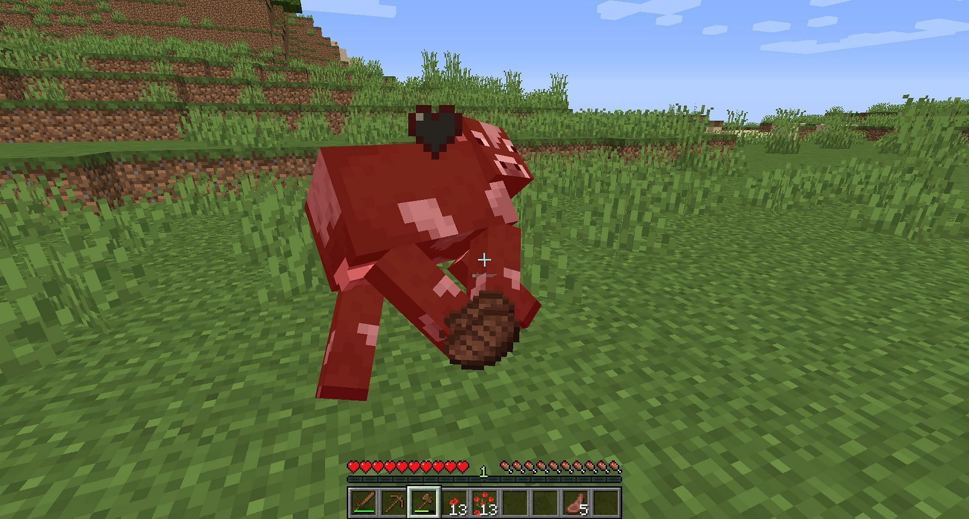 A cow can drop cooked meat if killed with fire (Image via Mojang)