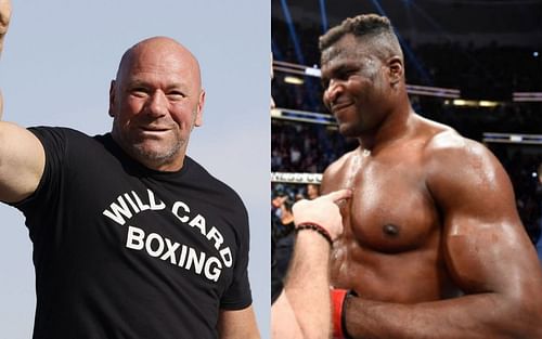 Brendan Schaub gives Dana White (L) some advice about feuding with Francis Ngannou (R)