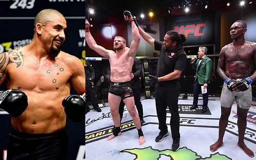 Robert Whittaker (left), Jan Blachowicz and Israel Adesanya (right) [Whittaker image courtesy @robwhittakermma on Instagram]