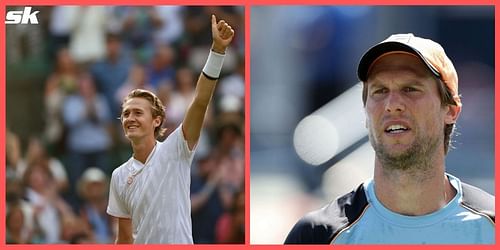 Sebastian Korda (L) and Andreas Seppi.