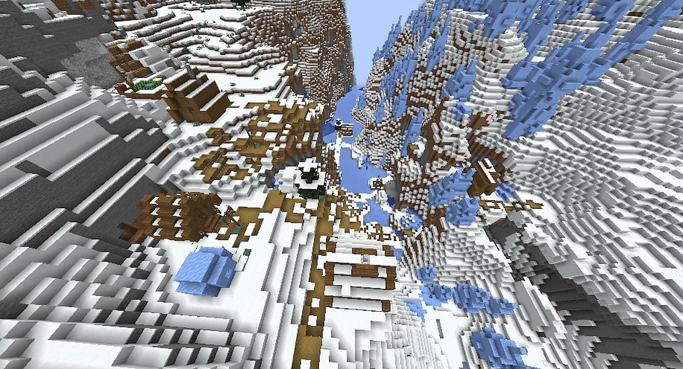 Ice spikes and village (Image via u/chchchchchgethyper on Reddit)