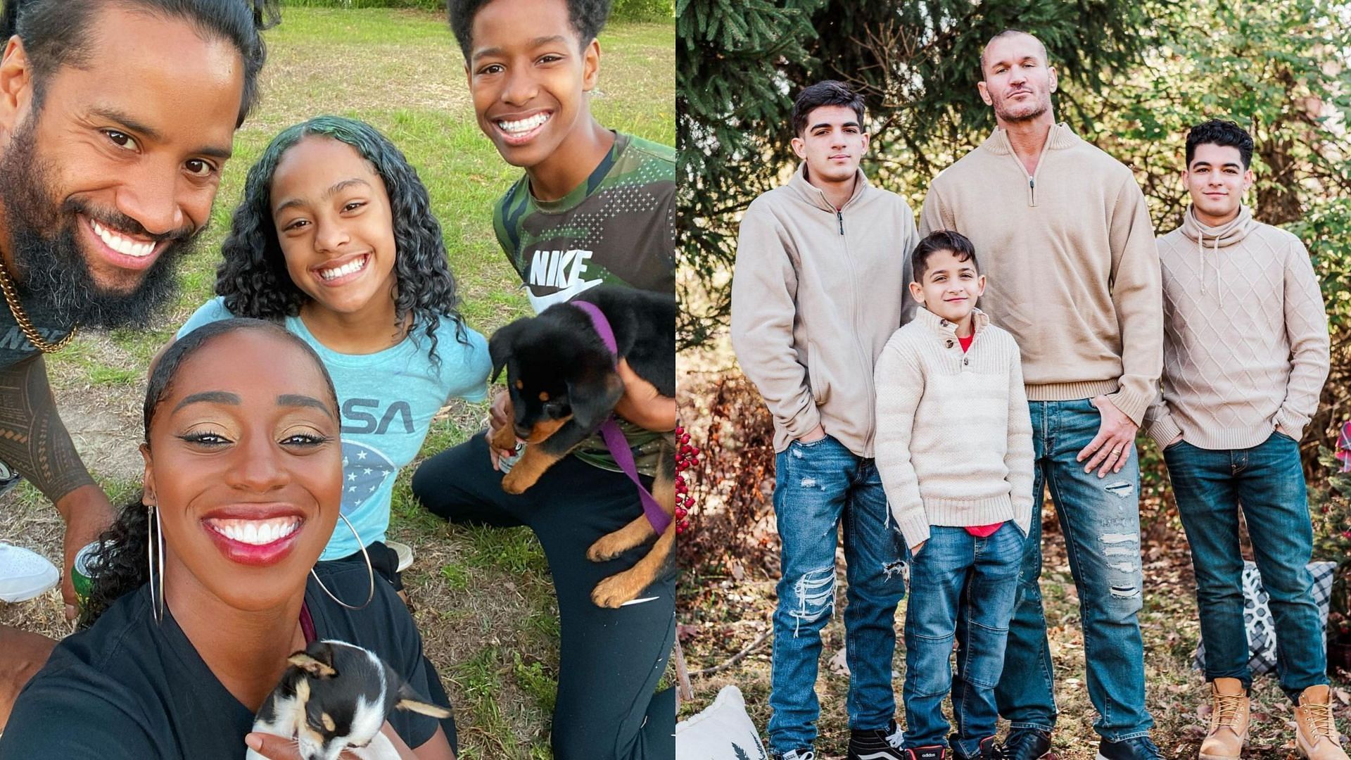 Naomi with her family (left) and Randy Orton with his stepsons (right)